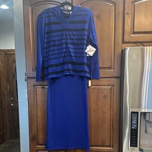 Vintage BNWT Sag Harbor 2 Piece Sweater Dress Set Size Large Zip Front Sweater